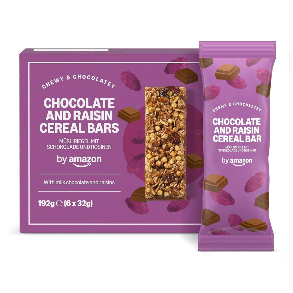 Baton Muesli cu ciocolată și stafide de la Amazon, 192g