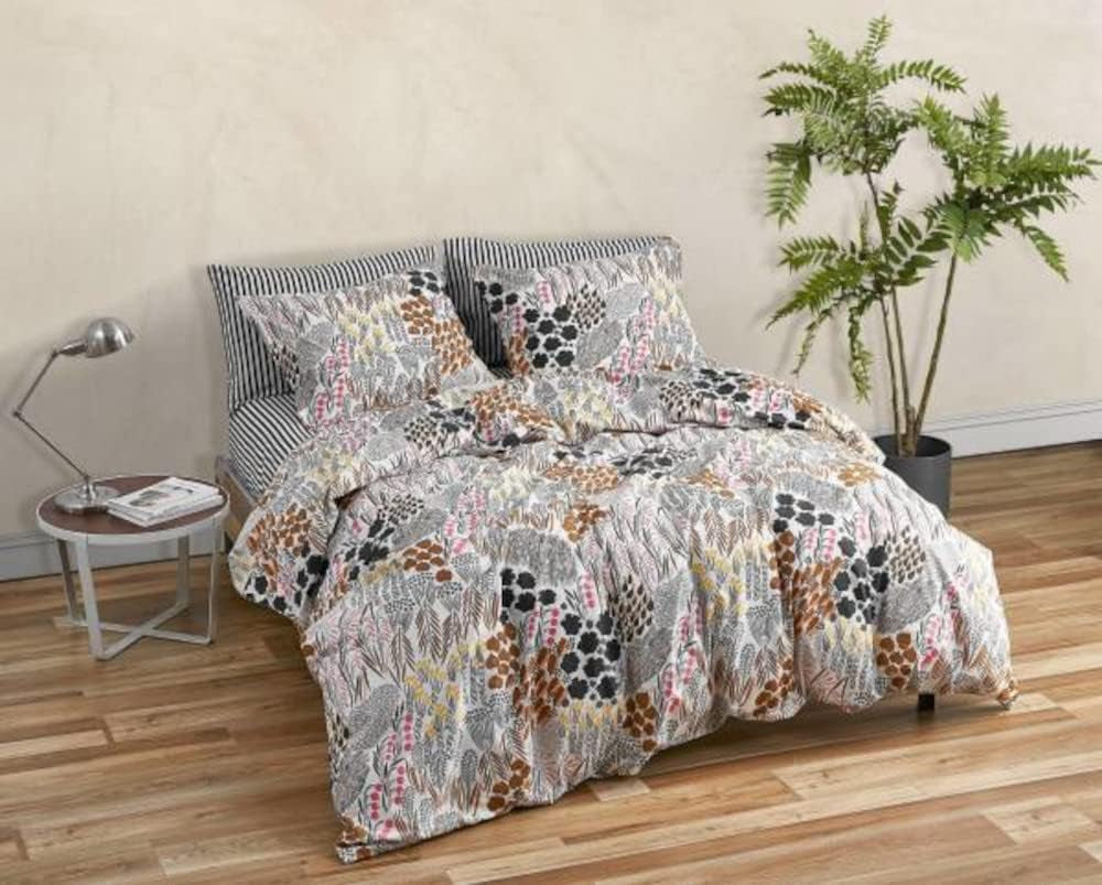 MARIMEKKO Set de lenjerie de pat Queen, lenjerie de pat din bumbac percale cu fețe de pernă asortate, decor de casă pe tot parcursul anului (Pieni Letto, Multicolor, pat Queen size) Plapumi si pilote Naty Shop