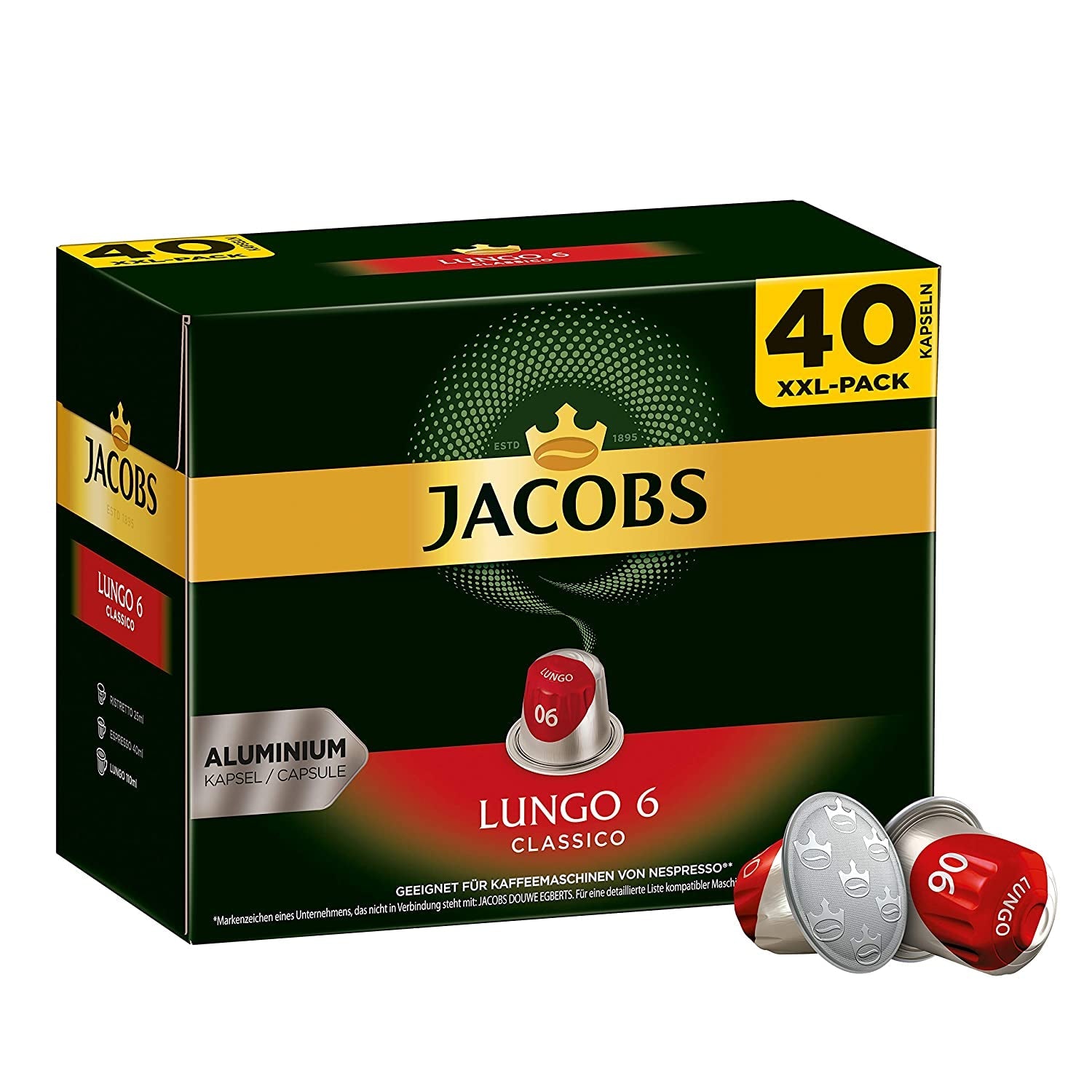 Kaffeekapseln Lungo Classico (nur für kurze Zeit) Megapack XXL & Kaffeekapseln Lungo Decaffeinato- Intensität 6-200 Nespresso kompatible Kapseln, 10er Pack, 10 x 20 Getränke