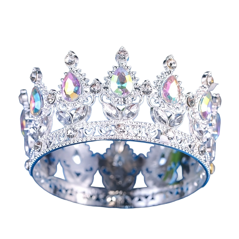 Regal Coronita Argintie Din Metal Cu Pietre - Decor Elegant Pentru Torturi La Nunți Botezuri Și Evenimente