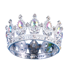 Regal Coronita Argintie Din Metal Cu Pietre - Decor Elegant Pentru Torturi La Nunți Botezuri Și Evenimente