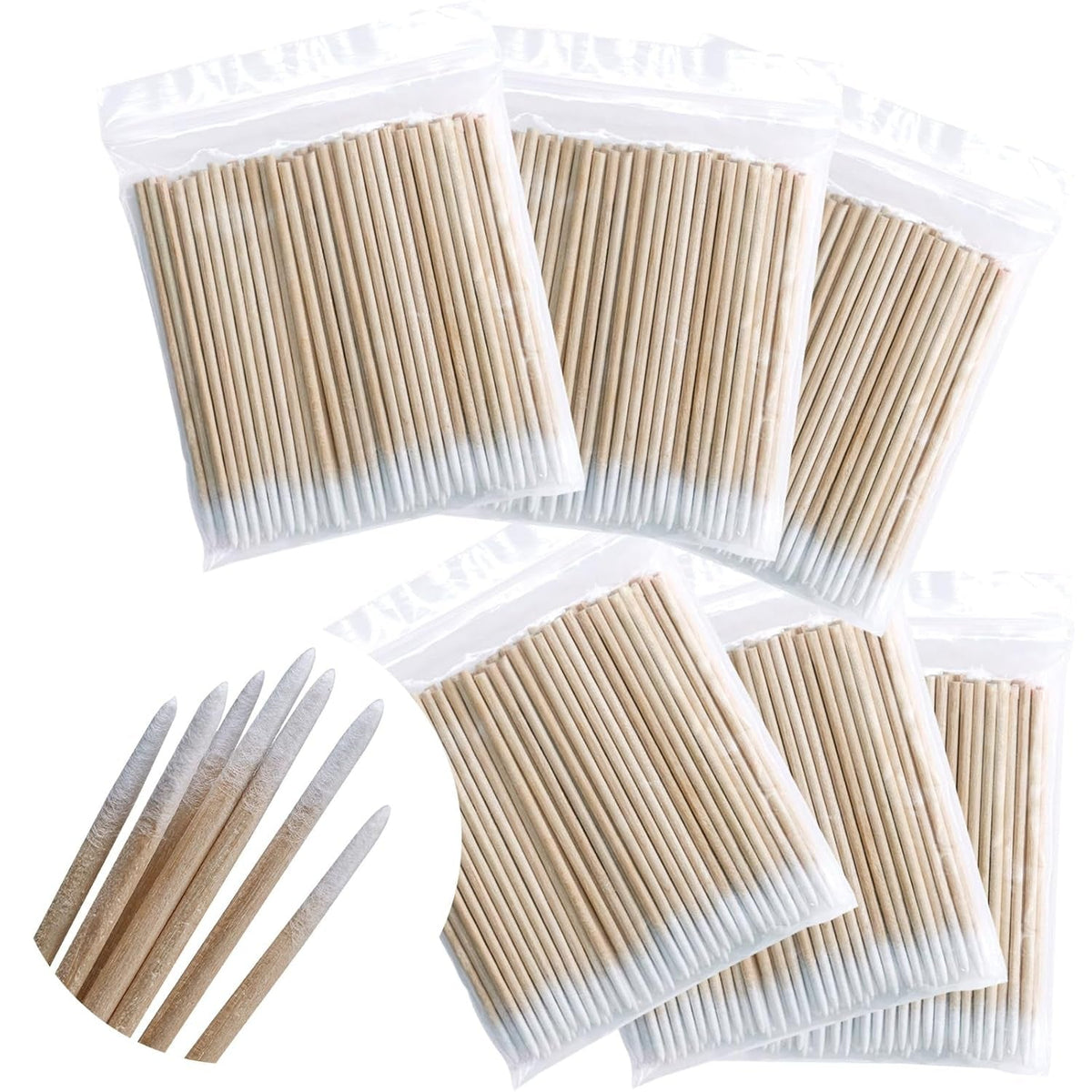 600 Stück Wattestäbchen Holz Spitz,Reinigungsstäbchen,Microbrush Stäbchen Wattestäbchen Für Tattoo,Augenbrauen,Beauty,Lippenstift,Wimpern, Make-Up,Nagel Zubehör,Augenbrauen Tattoo