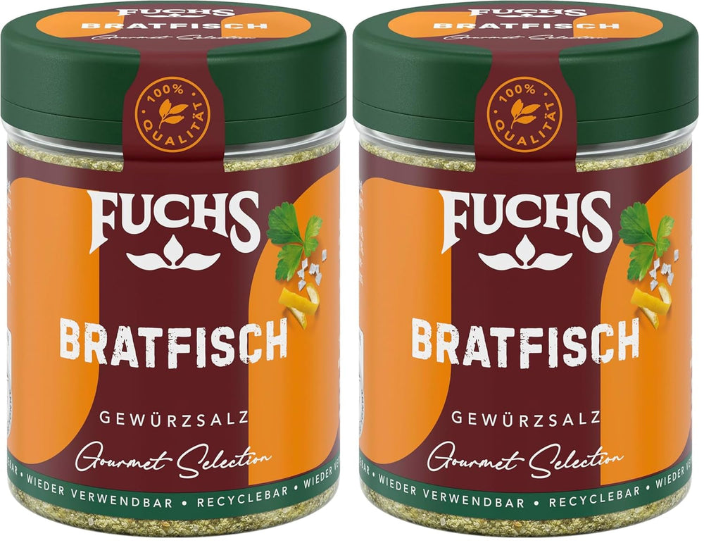 Fuchs Gourmet Selection Klassisch/Heimisch – Bratkartoffel Gewürzsalz, nachfüllbares Kartoffel Gewürz, Salz zum Würzen von Brat- & Ofenkartoffeln, Pommes Frites & Co, vegan, 70 g