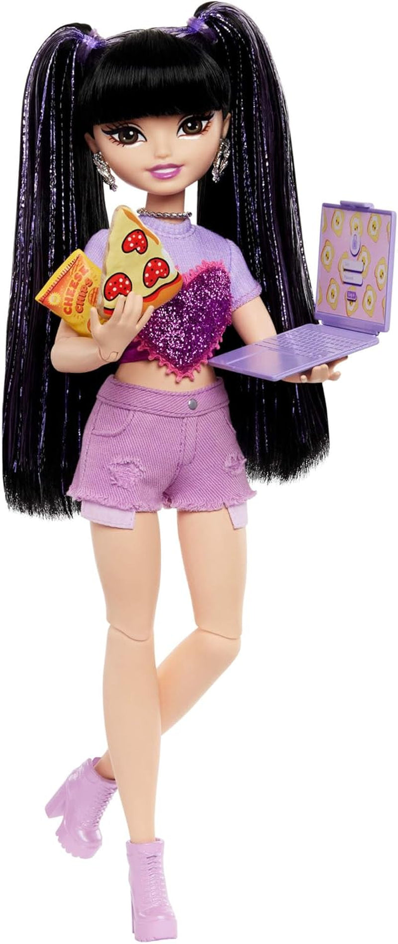 Barbie Dream Besties Puppe und Accessoires, bewegliche Daisy Jean-Modepuppe mit ausziehbaren Moden und welligem, pinkem Haar, 9 Teile zum Thema DJ und Musik, JDD74
