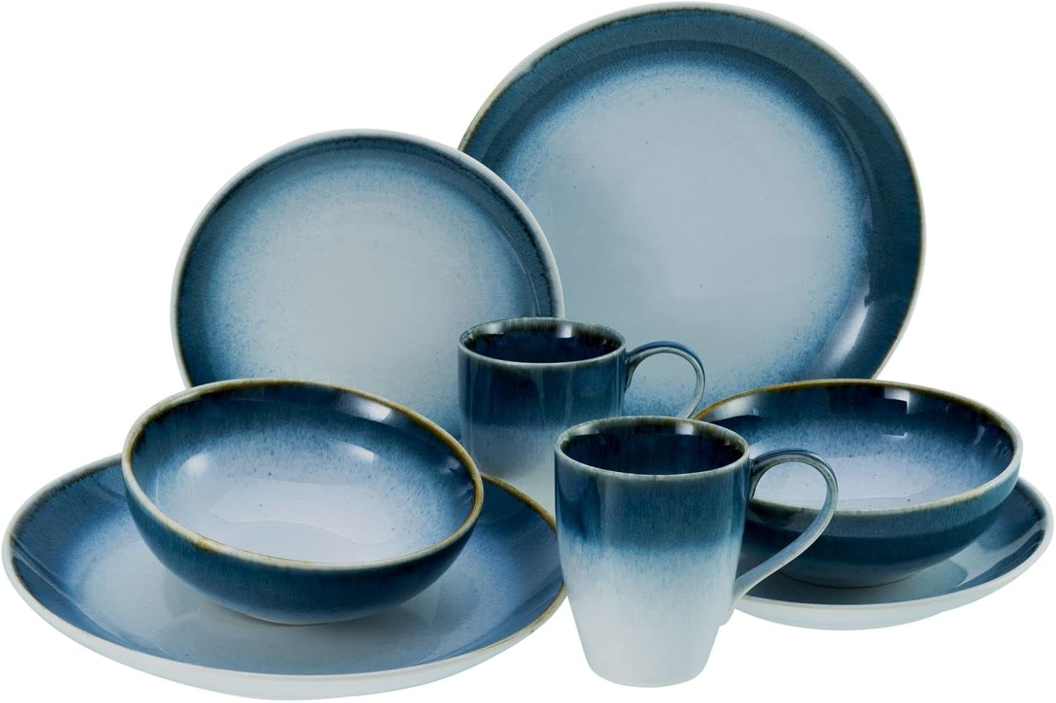 Creatable, 23788, seria Cascade, set de veselă cu 8 piese pentru 2 persoane, serviciu combinat din gresie, potrivit pentru mașina de spălat vase și cuptorul cu microunde, producție de calitate