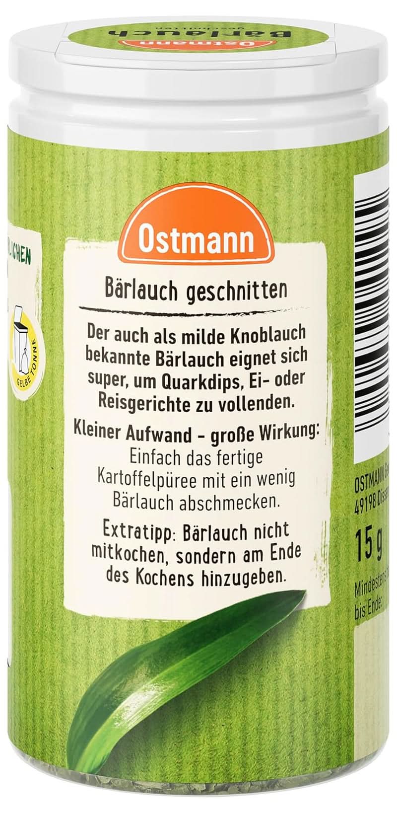 Ostmann - Usturoi sălbatic tocat, 15 grame Condimente Naty Shop