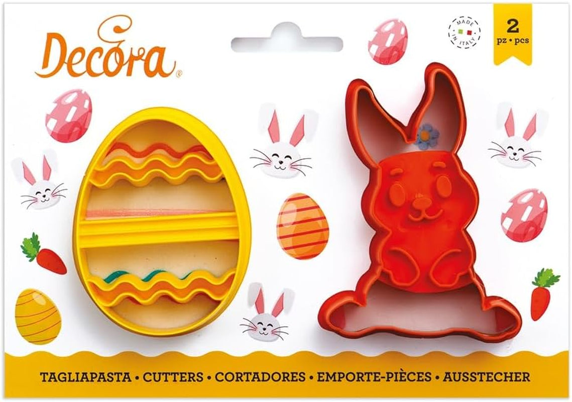 0255060 Formă de biscuiți din plastic, iepure și ou decorat