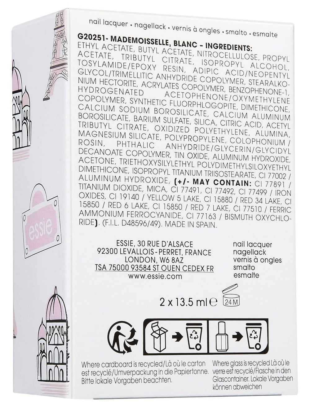 Set Essie Nailart pentru manichiură franceză (nr. 01 blanc, nr. 13 mademoiselle), ojă exclusivă: de înaltă calitate, rezistentă și intens colorată