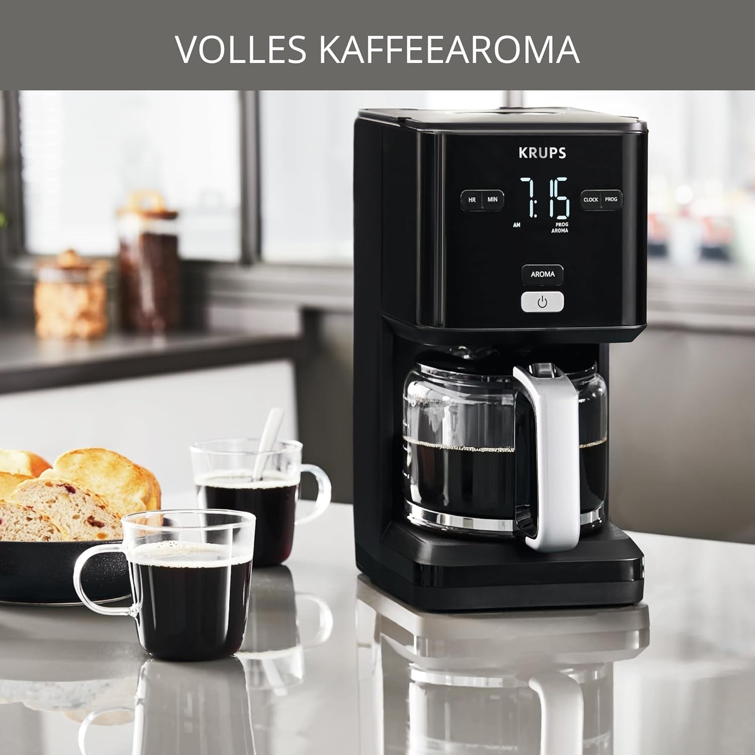 Aparat de cafea Krups Smart'n Light cu temporizator, pentru 1,25 litri de cafea filtrată, funcție de menținere la cald, oprire automată, negru, KM600810