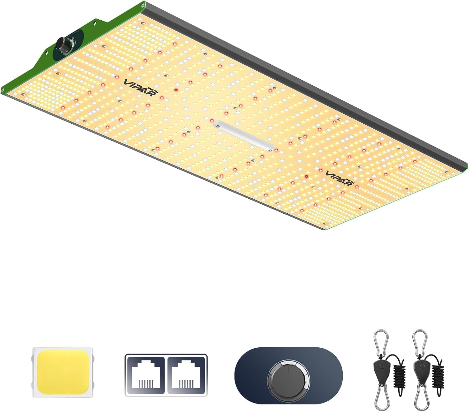 Lampă de creștere LED VIPARSPECTRA P1000, lampă cu spectru complet cu 2024 LED-uri, lumină de creștere LED, reglabilă 0%-100% pentru sere, plante de interior, răsaduri, legume, flori, pentru corturi de creștere 60x60cm și 80x80cm