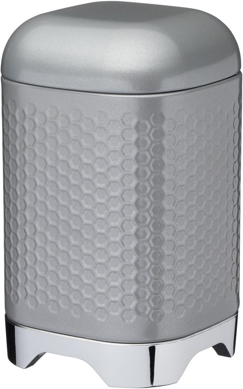 KitchenCraft Lovello caddy pentru ceai, caddy din oțel alb, suprafață texturată, stil 1950 cu capac, pentru ceai vrac și pliculețe de ceai, 11 cm x 11 cm x 19 cm, Ice White Cutii depozitare alimente Naty Shop Gri (Shadow Grey) Alimente