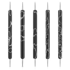 5 Stück Nail Design Dotting Tools Nagelkunst Werkzeug Nagelpunkt Pinsel Punktierung Stift Marbleizing Werkzeug Für Nagellack Maniküre, Schwarz