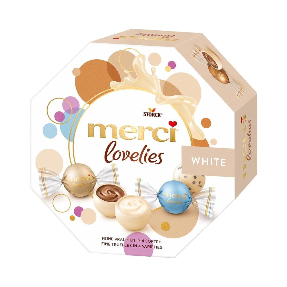 merci lovelies Cremos – 1 x 185 g – Cutie de praline cu 4 specialități de ciocolată umplute – Bile de ciocolată pentru a fi împărțite și oferite cadou