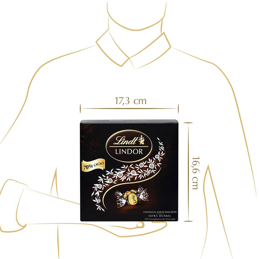 Cutie cadou LINDOR Extra Black 70% Cacao, Ciocolată cadou, aprox. 15 trufe LINDOR, 186 g (pachet de 2)