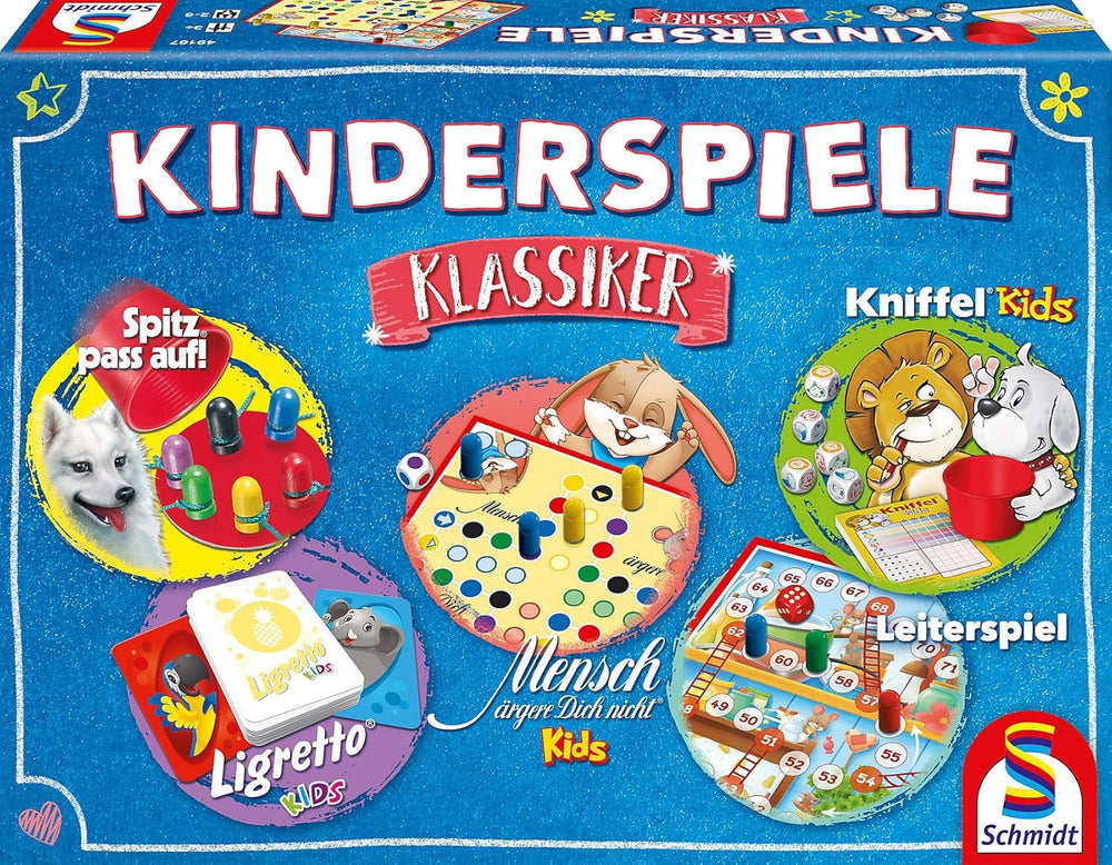 Schmidt Spiele 49189 Jocuri clasice pentru copii, Colecție de jocuri pentru copii, colorat