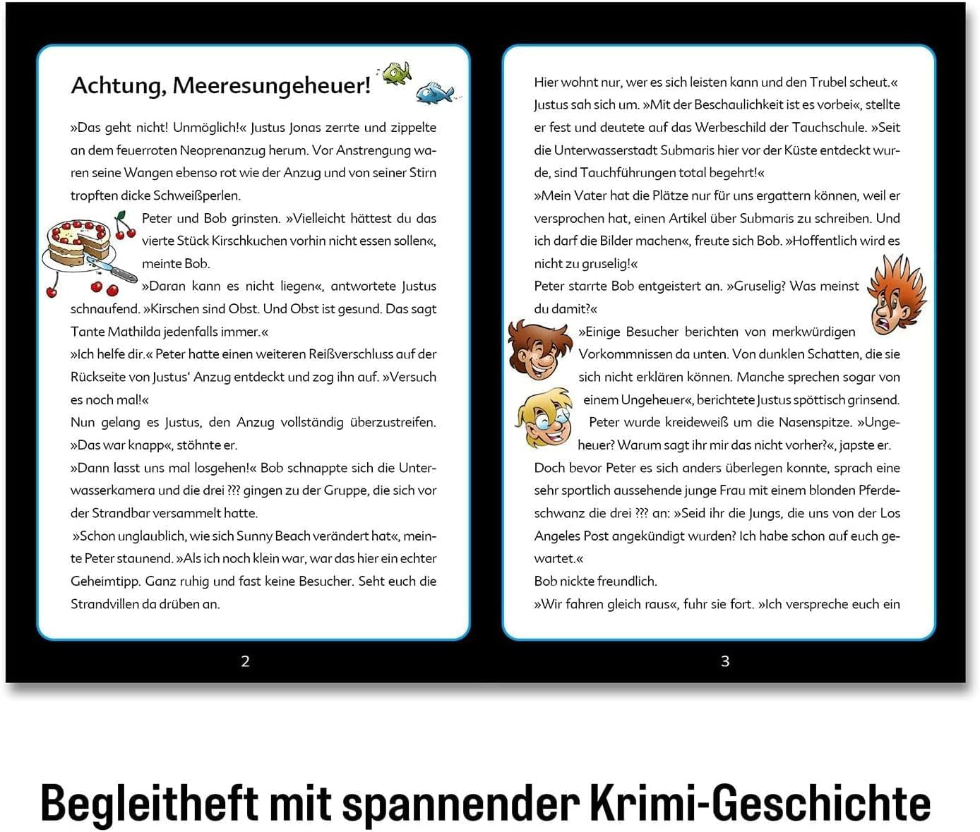 Die Drei ??? Kids - Crime puzzle - Atenție, monstru marin De la KOSMOS 680664, 150 piese, Strălucește în întuneric, Lectură, puzzle-uri, rezolvarea puzzle-urilor, puzzle detectiv pentru copii cu vârsta de peste 7 ani Puzzle Naty Shop