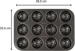 Zenker 12Er Muffinform – Muffinbackblech Für Muffins Und Cupcakes Aus Der Serie Soccer Baking– Hitzebeständiges 12Er Muffinblech Mit Antihaftbeschichtung, Schwarz Matrite si tavi pentru copt Naty Shop