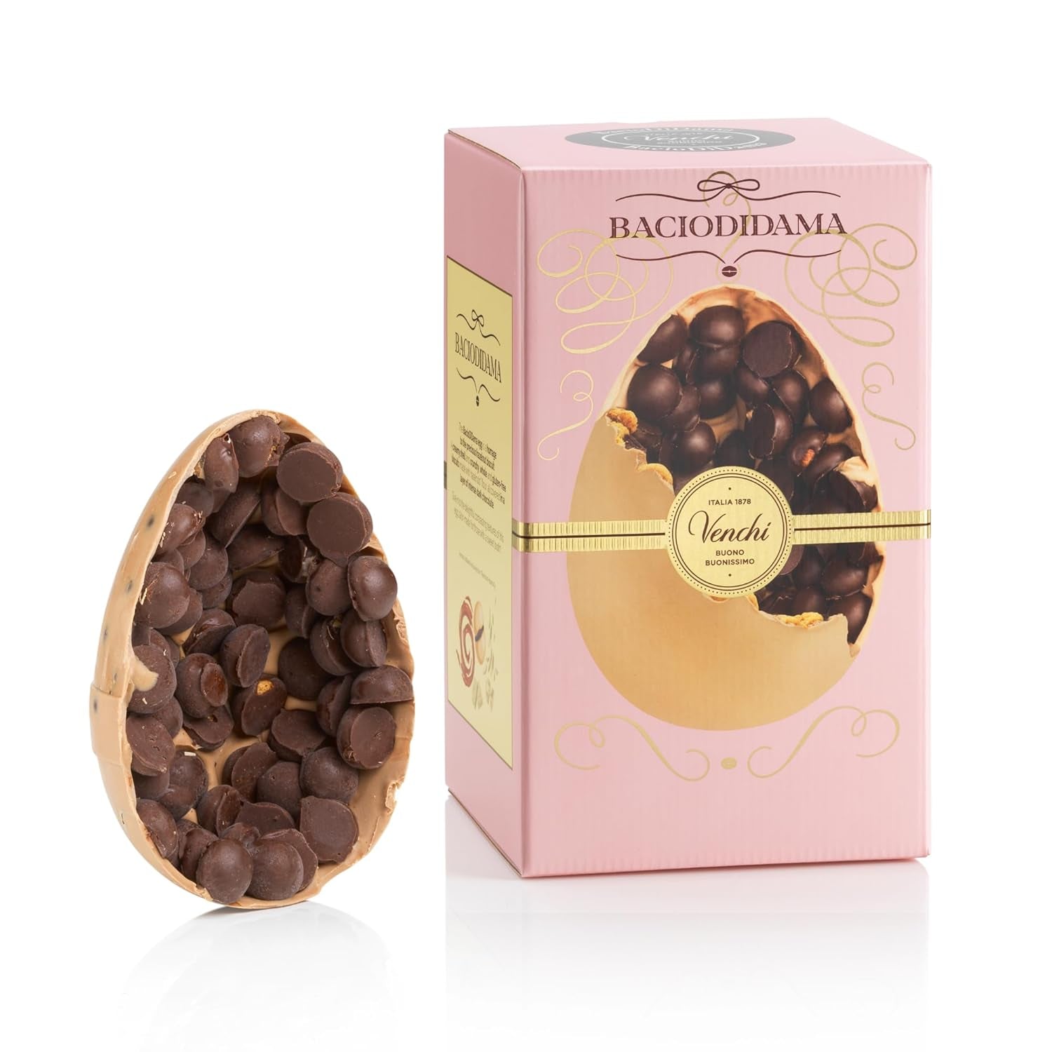 Venchi - Ou de ciocolată, aromă de fistic, cu fistic întreg, cu surpriză, fără gluten, 500g, colecție de Paște, idee de cadou