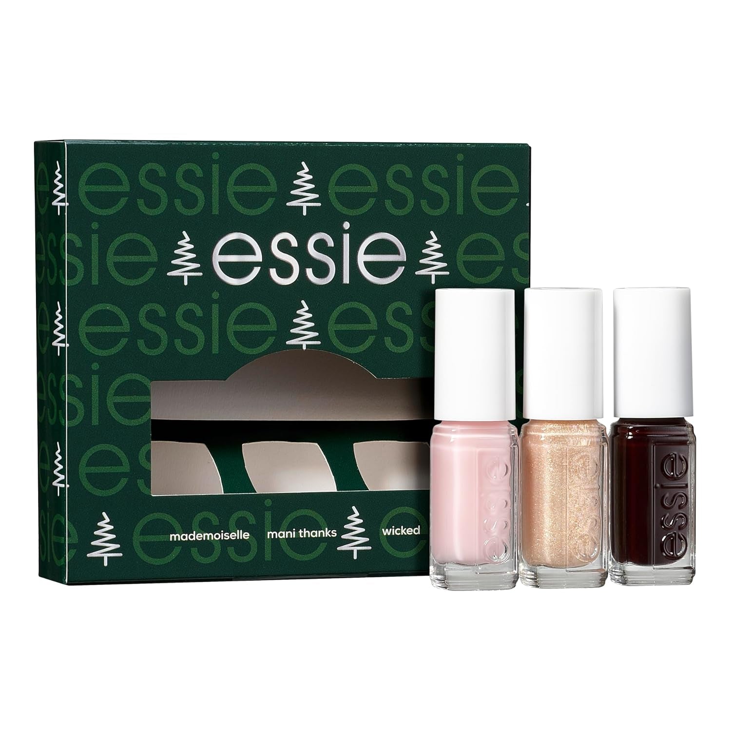 Kit Essie Mini Trio XMAS, nr. 13 Mademoiselle + nr. 49 Wicky + nr. 570 Mani Thanks, 3 x 15 ml