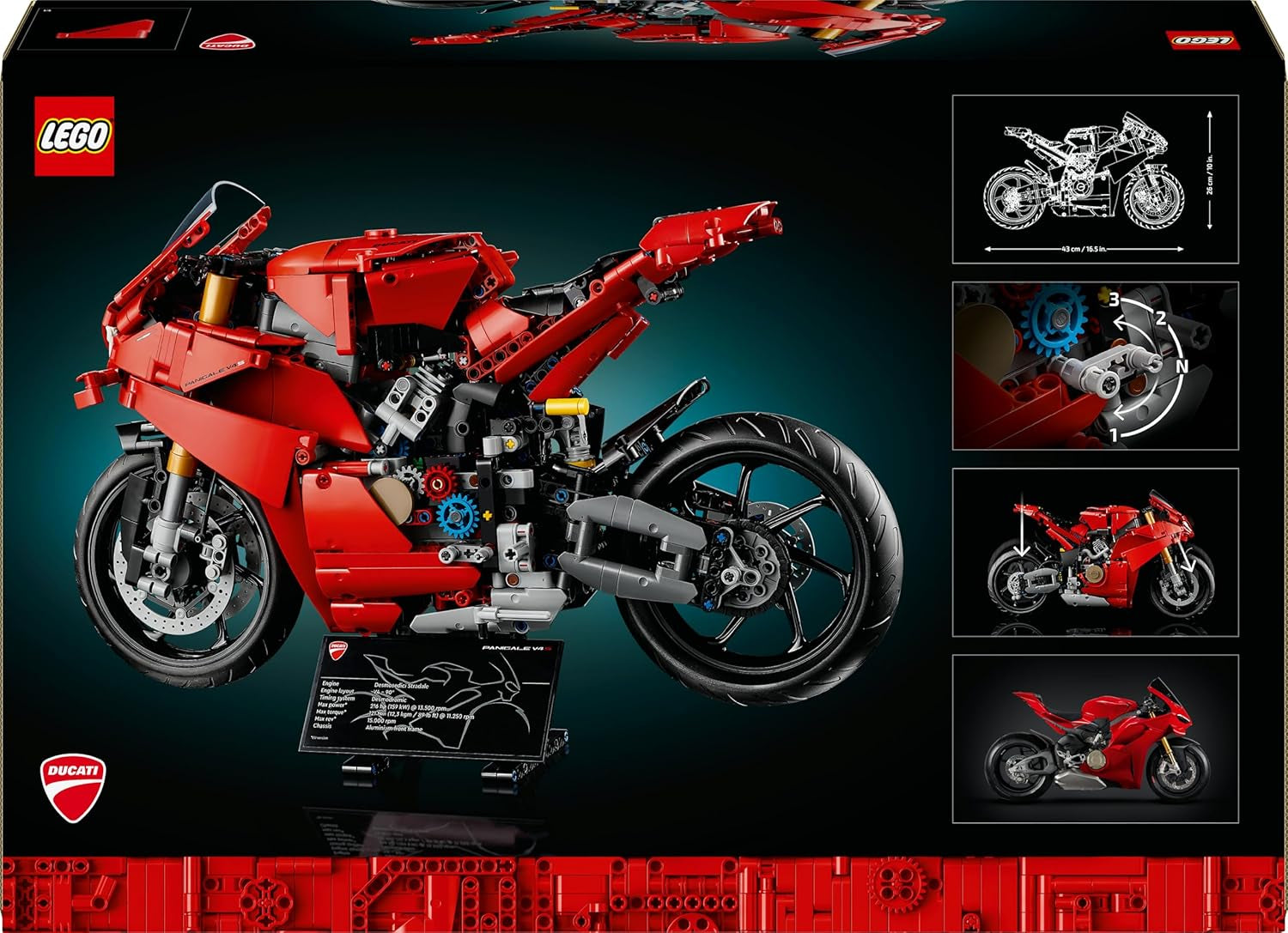 LEGO Technic Ducati Panigale V4 S Motorrad, baubares Motorradmodell, Bausets für Erwachsene, Männer und Frauen, ab 18 Jahren, Geschenkidee für Fans von Ducati und Motorrädern 42202