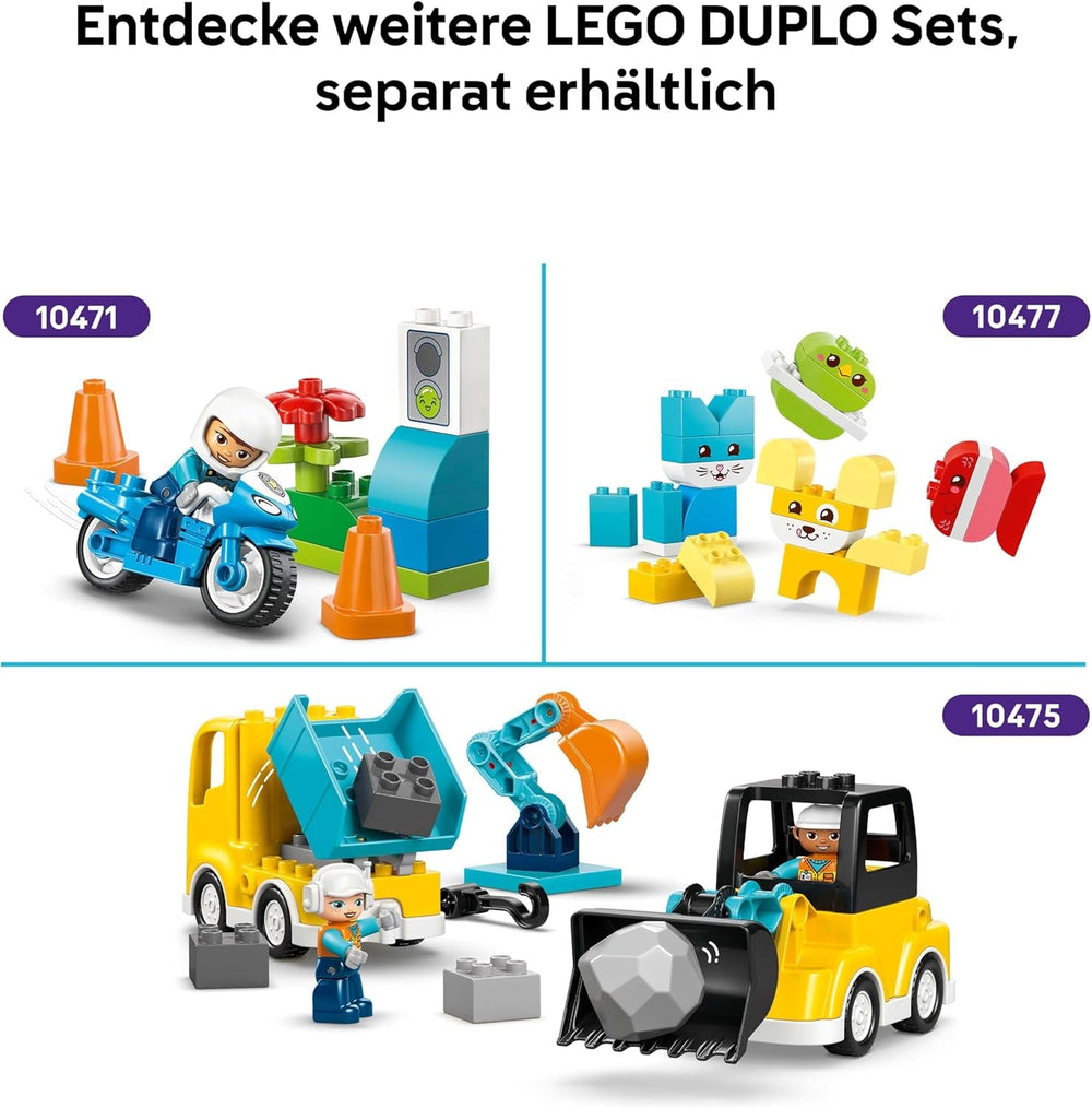 LEGO DUPLO Town Löschauto mit Schlauch und Feuerwehrmann- Lernspielzeug für Motorik - Rotes Feuerwehrauto mit Leiter, Figur und Eichhörnchen - Geschenk für Jungen und Mädchen ab 2 Jahren - 10473