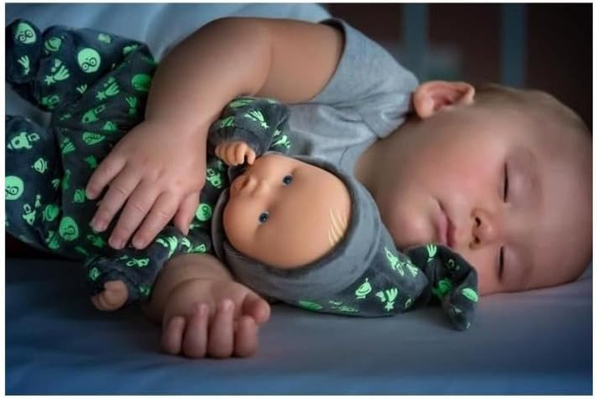 Corolle 9000020120 - Mon Doudou Babipouce Glow in The Dark, leuchtet im Dunkeln, extra weiche Schmusepuppe mit Vanilleduft, waschbar, 28cm, Behält den Daumen im Mund