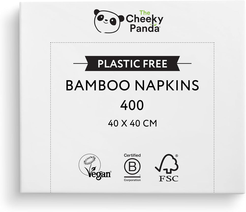 Șervețele cocktail din bambus The Cheeky Panda | șervețele albe 100 bucăți șervețele de hârtie