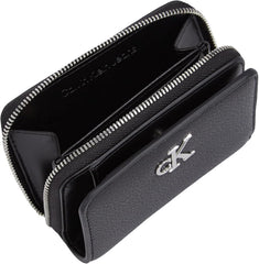 Calvin Klein doamnelor portofel Minimal Monogram Zip Around Klein, negru (negru), o mărime Portofel Femei Naty Shop