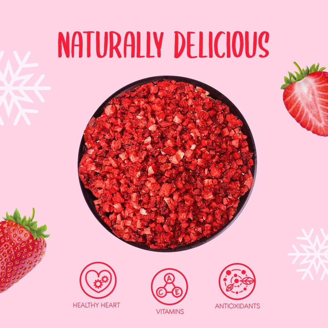 Căpșuni liofilizate bucăți 100g - Căpșuni liofilizate Produse deshidratate Naty Shop