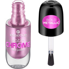 Oja Essence Satin CHROME, nr. 02, roz, acoperire completă, rezultate expres, pigmentată intens, metalică, vegană, fără particule de microplastic, fără parfum, fără parabeni, 1 pachet (8ml)
