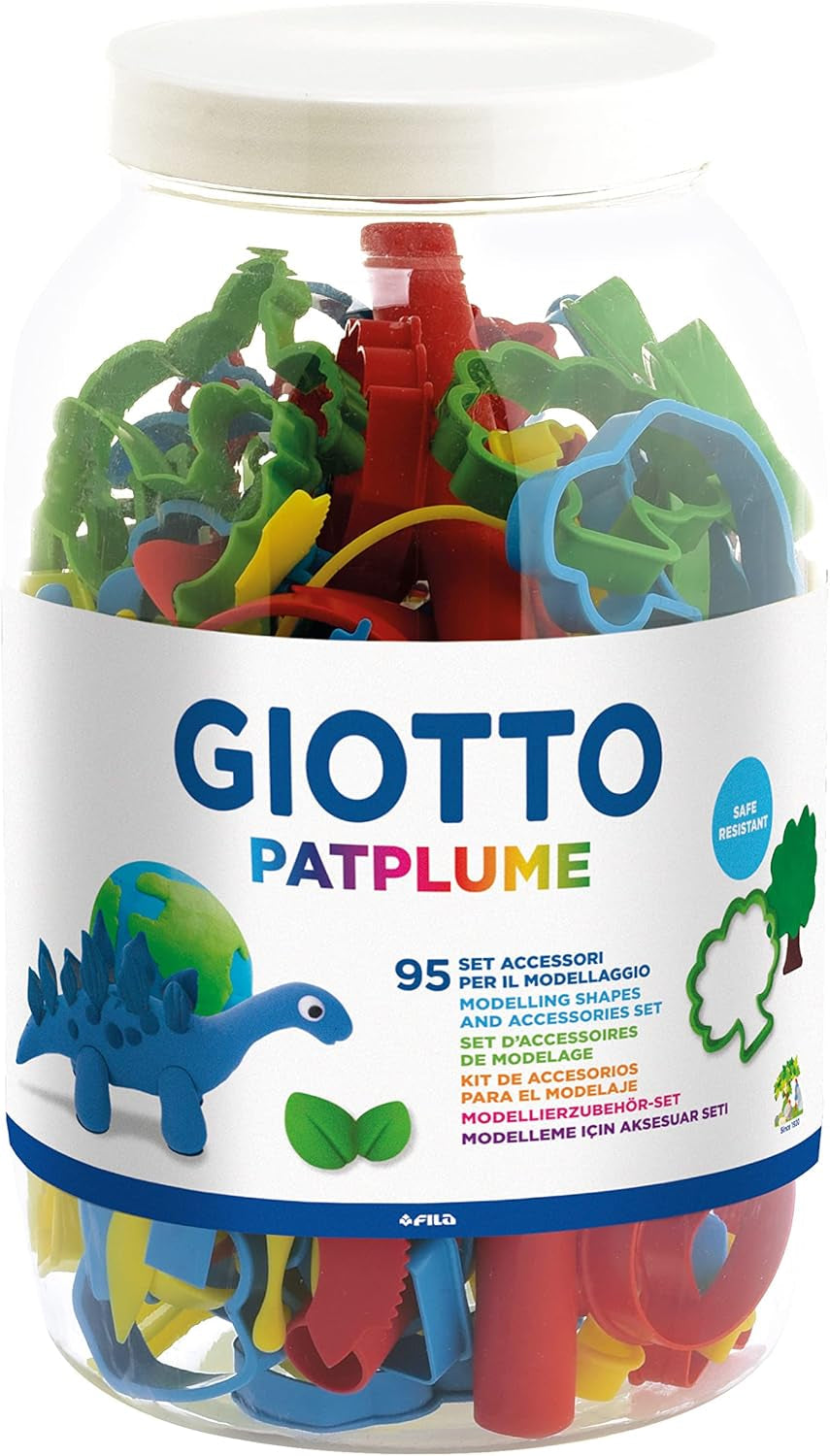 Accesorii și instrumente pentru lutul de modelat GIOTTO Patplume, pachet școlar, 95 de instrumente, ideal pentru copii, petreceri și școli, culori asortate
