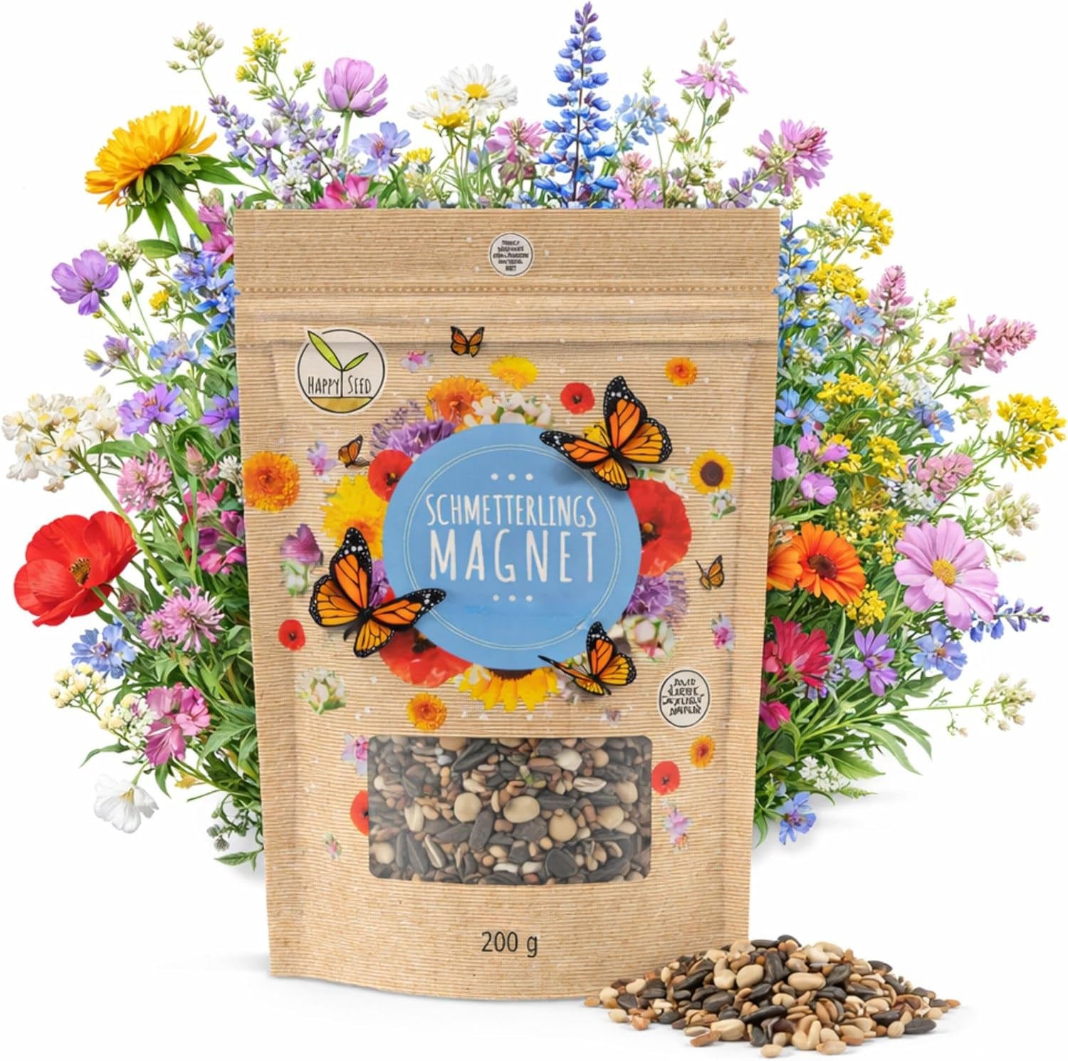 200G Schmetterlingswiese Samen Für Eine Bunte Blumenwiese - Farbenfrohe & Nektarreiche Wildblumensamen Mischung Für Schmetterlinge