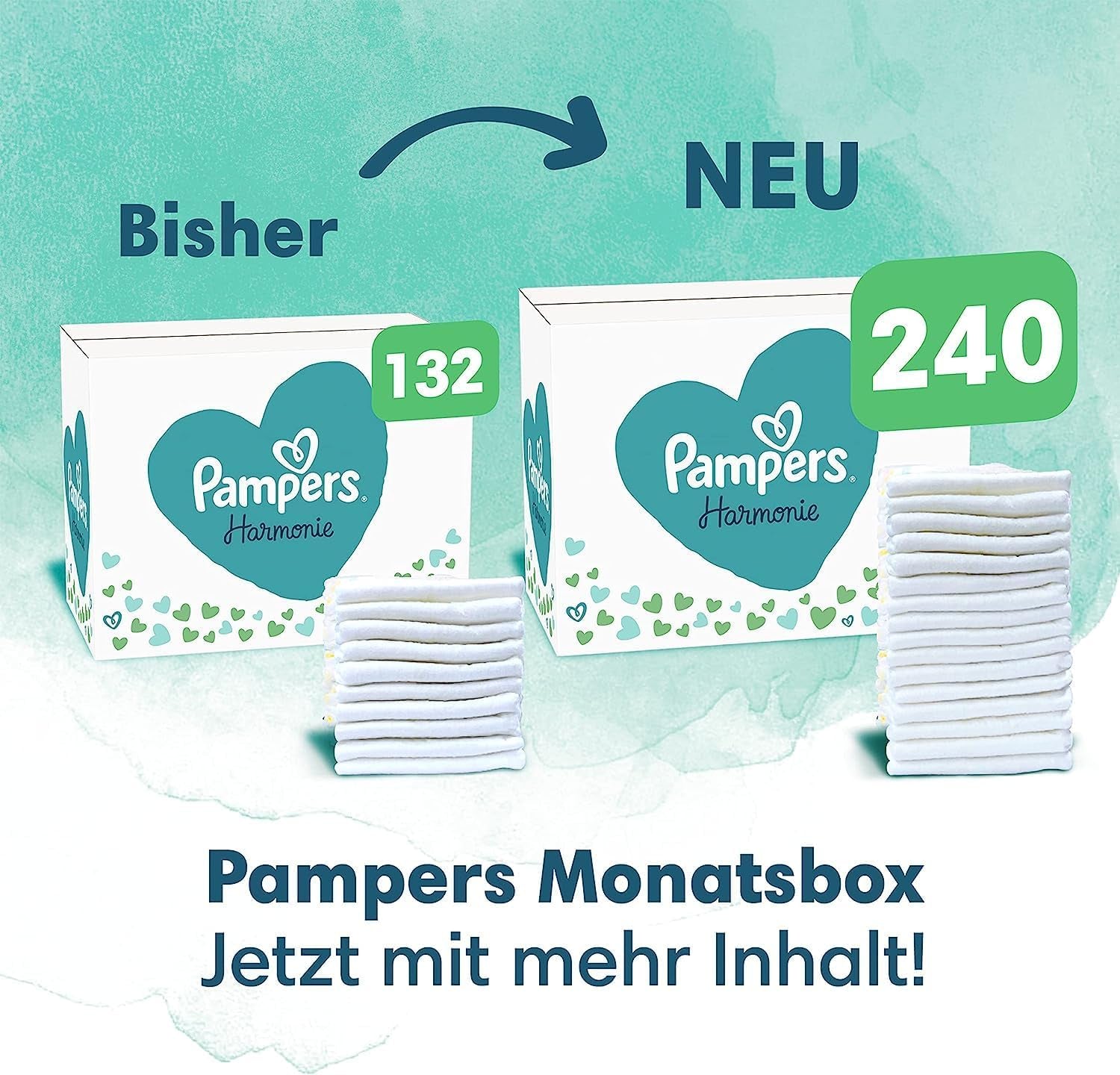 Set Harmonie Baby cu scutece mărimea 2 (4-8 kg, 240 bucăți) CUTIE LUNARĂ și cutie șervețele umede Harmonie Aqua Baby 720 șervețele (15 x 48), articole esențiale pentru bebeluși