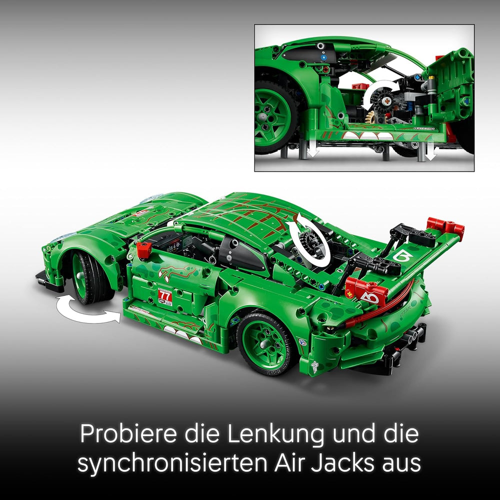 LEGO Technic Porsche 911 GT3 R Rexy AO Racing Rennwagen - Porsche Modellauto - Rennwagen zum Sammeln und Ausstellen - Porsche Modell Bauset ab 11 Jahren - Geschenk für Kinder & Autofans - 42224