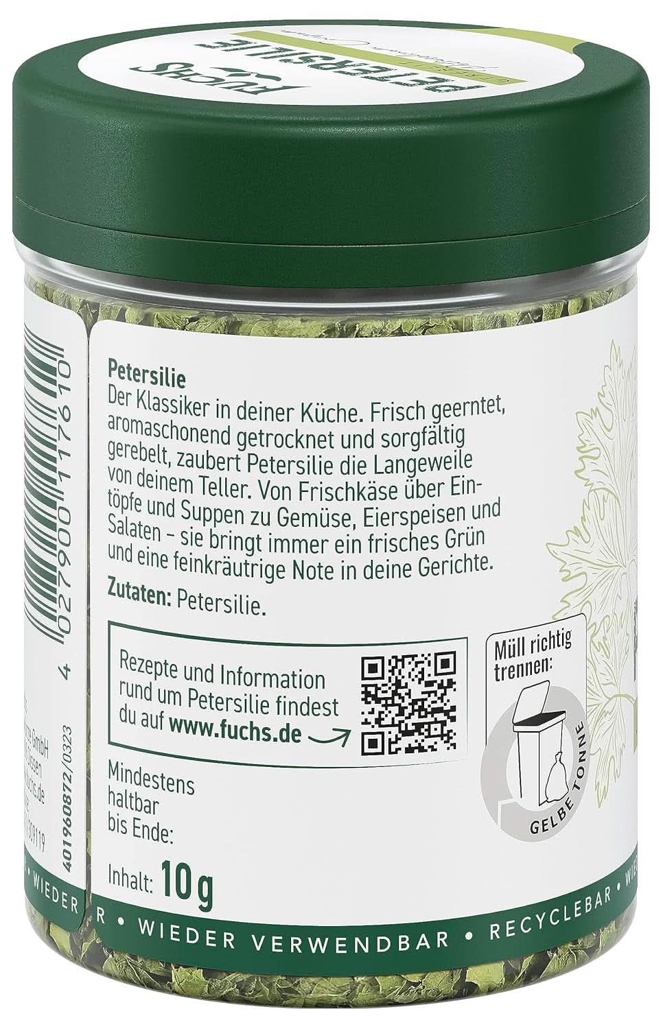 Fuchs - Parsley Rubbed - Aromă de plante pentru mâncăruri cu ouă, legume și salate - 10 grame Condimente Naty Shop