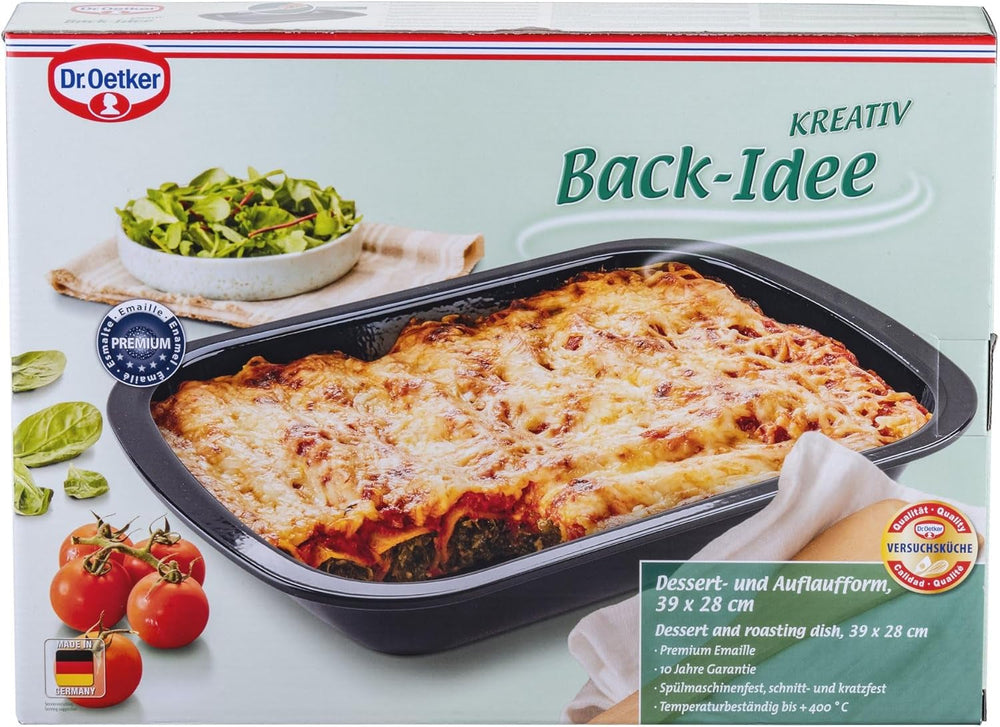 Dr. Oetker Back-Idee Kreativ Dessert- Und Auflaufform Aus Emaille, 39,5 X 28 X 6,5 Cm– Hitzebeständig Bis 400°C, Schnittfest, Kratzfest, Induktionsgeeignet, Schwarz Matrite si tavi pentru copt Naty Shop