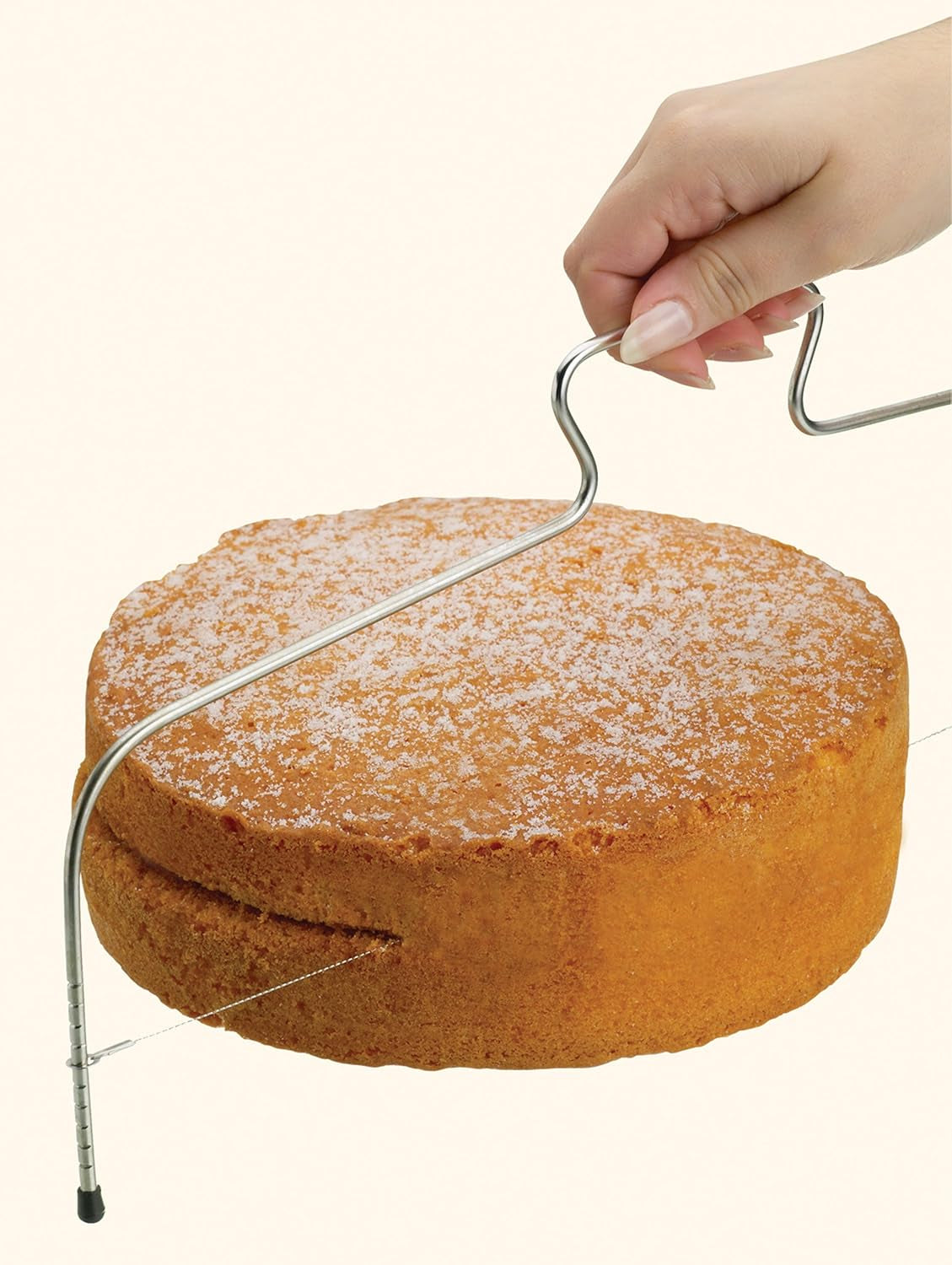KitchenCraft Sweetly Does It - Nivelator pentru tort, sârmă pentru tăiat straturi, accesoriu de copt din oțel carbon, 4 cm, argintiu