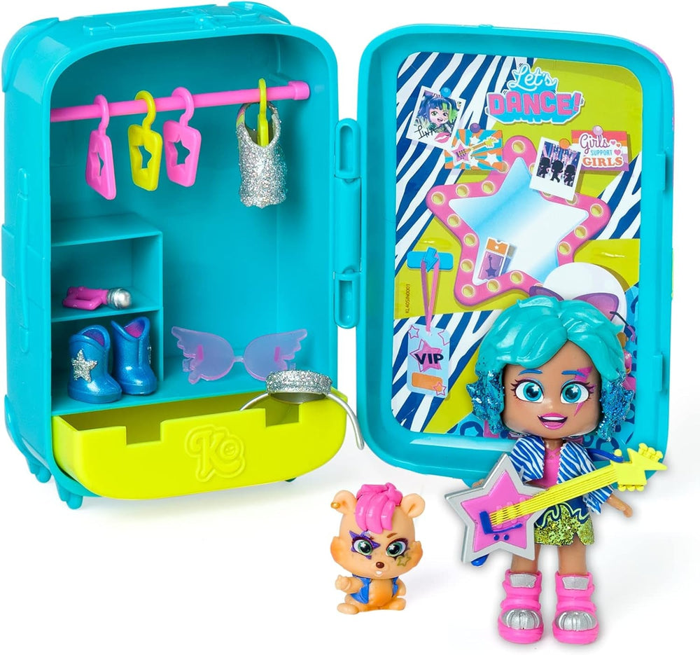 Suzie's Suitcase - Puppenkoffer mit über 14 Modeaccessoires und exklusiver Puppe mit 3 lustigen Ausdrücken. Enthält Kleidung, Accessoires und Schuhe, Kleiderbügel und ein exklusives Haustier