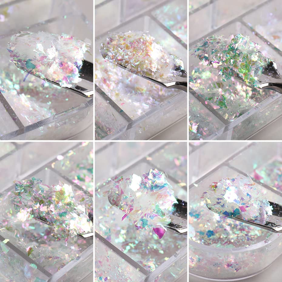 JMEOWIO Sclipici pentru unghii 12 grile Aurora Nail Art decorare accesorii design unghii