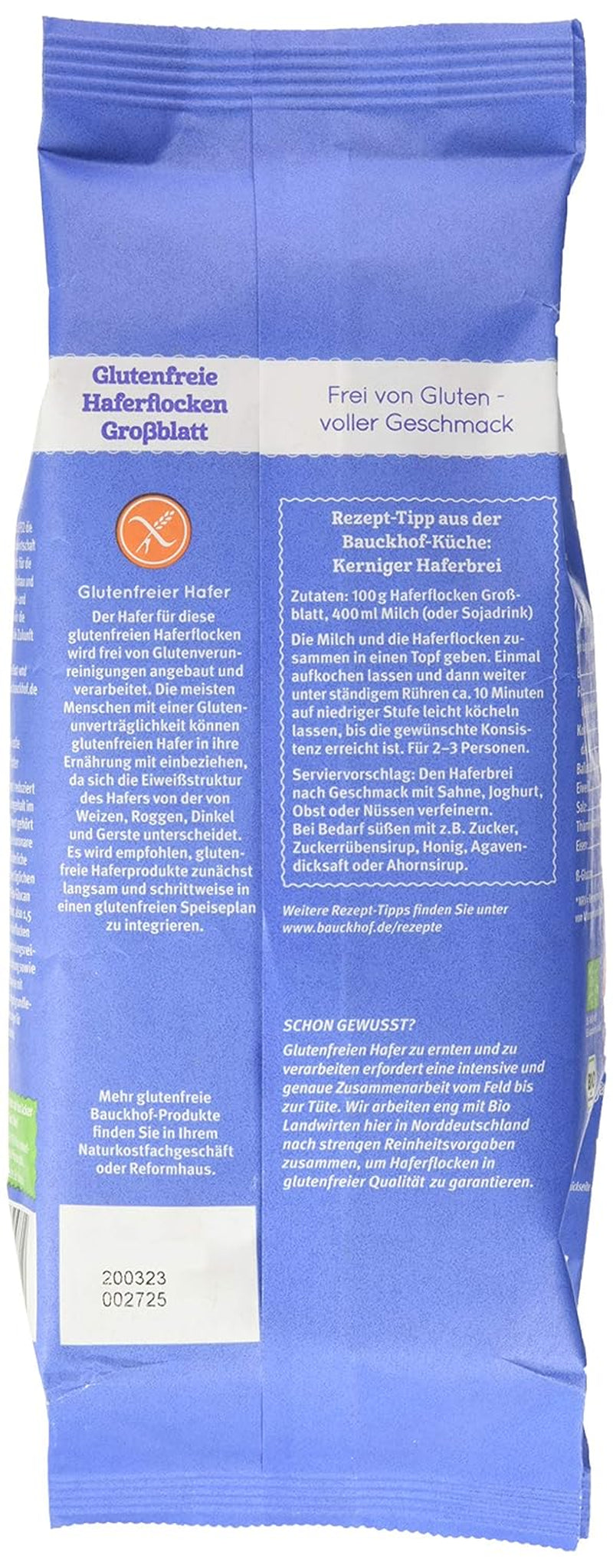 Fulgi de ovăz bio hof, 475 g