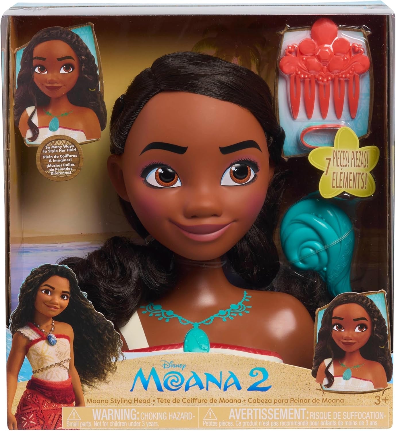 Disney Princess 20 cm Ariel Frisierkopf mit Zubehör, 7-teilig, rotes Haar, Kinderspielzeug ab 3 Jahren von Just Play