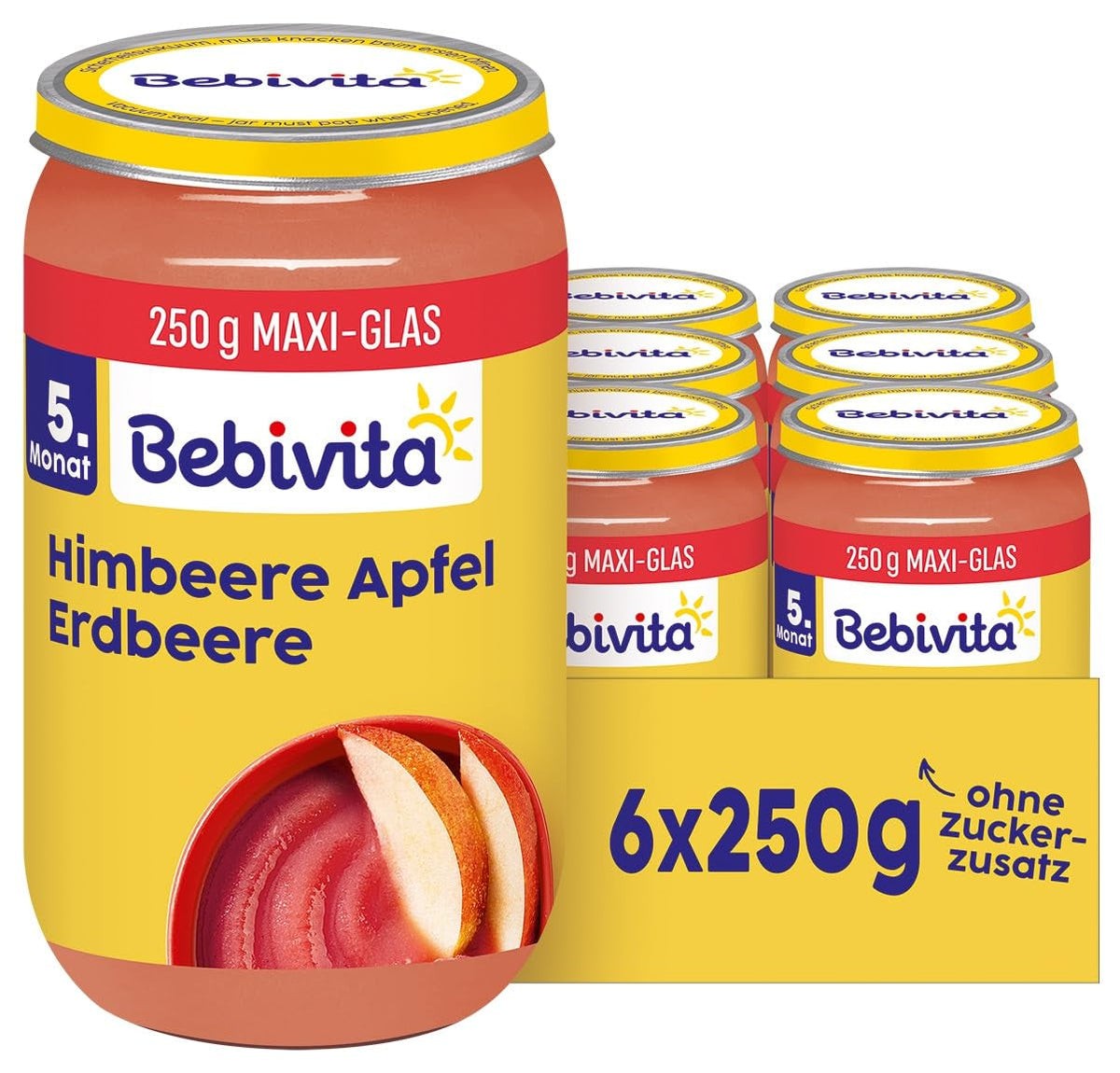 Mix de fructe măr-căpșuni-zmeură, 250g, pachet de 6 (6 x 250g)