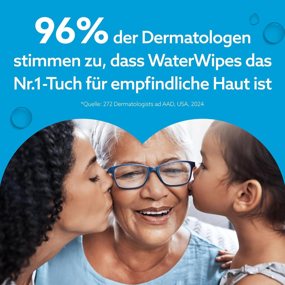 Șervețele umede WaterWipes Sensitive+ pentru nou-născuți și bebeluși, 360 bucăți (6 pachete), curățare, îngrijire, protecție 3 în 1, 99,9% apă, fără parfum