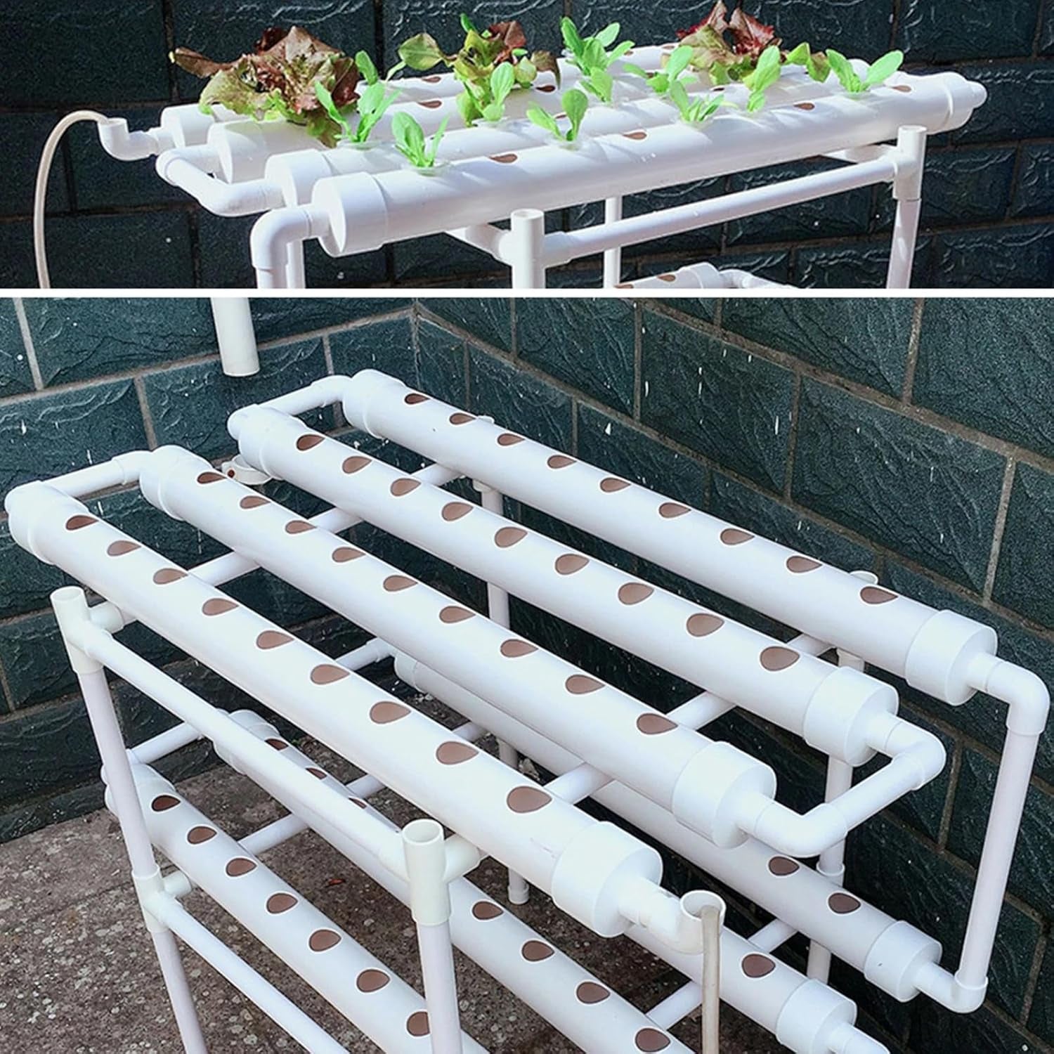Kit de creștere hidroponică, sistem de creștere hidroponică din PVC, 2 straturi, 72 de găuri, sistem hidroponic, kit de creștere, sisteme de creștere a plantelor fără sol, sistem de cultură hidroponică fără sol în apă
