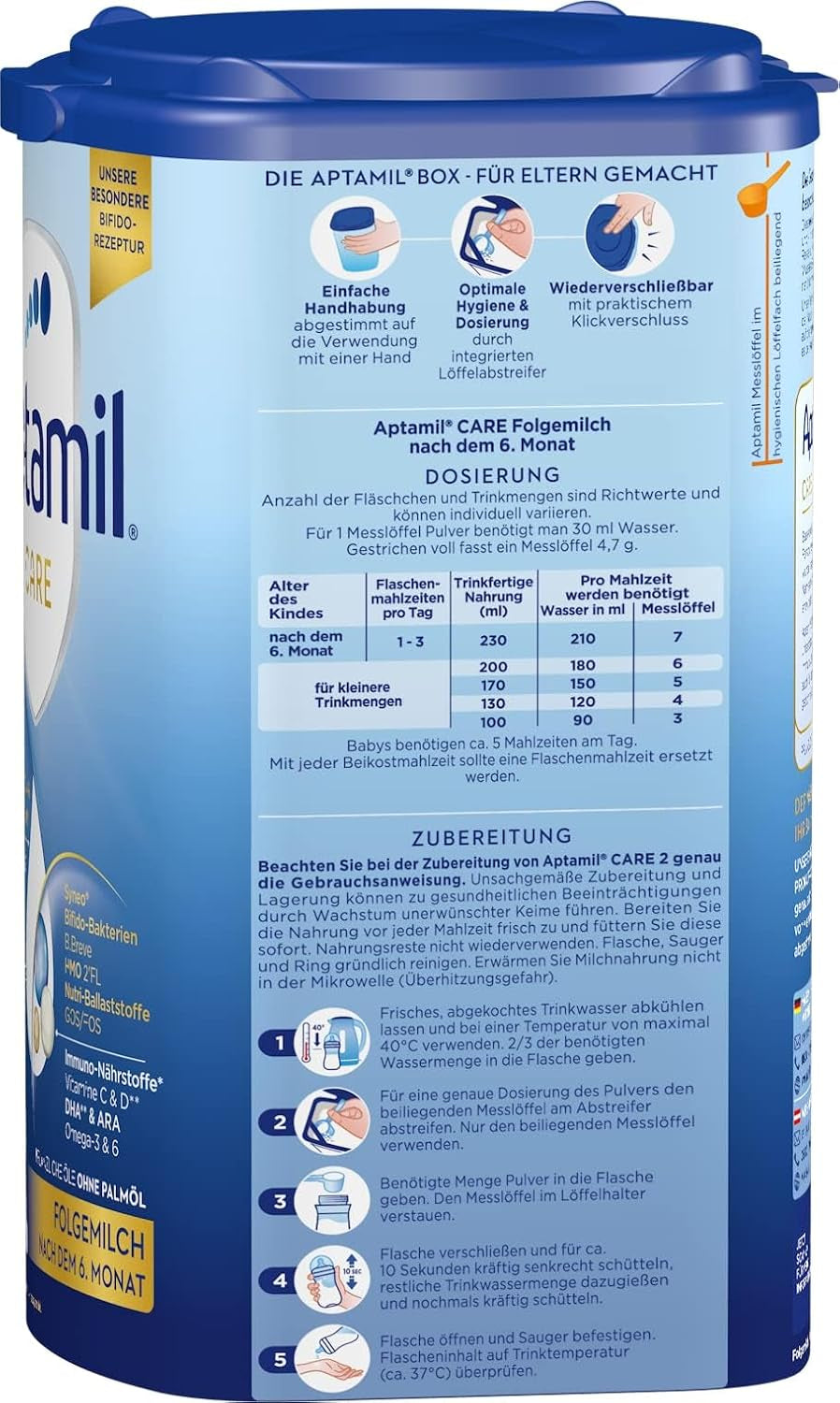 Aptamil Care 2 – Potrivit și pentru bebelușii născuți prin cezariană – 1 x 800 g