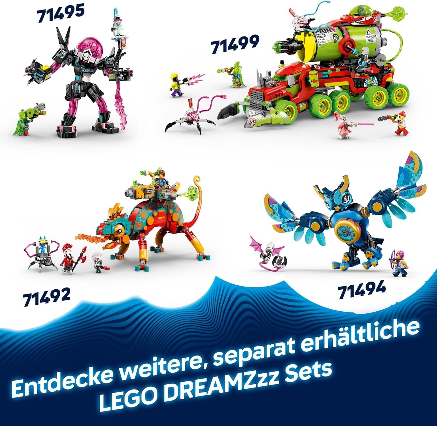 LEGO DREAMZzz Albtraumhai-U-Boot - Modulares Set mit 2 Baumöglichkeiten, 2 abnehmbaren Fluggeräten und 5 Minifiguren, inkl. Mateo und Astrid - Geschenk für Mädchen und Jungen ab 9 Jahren - 71500