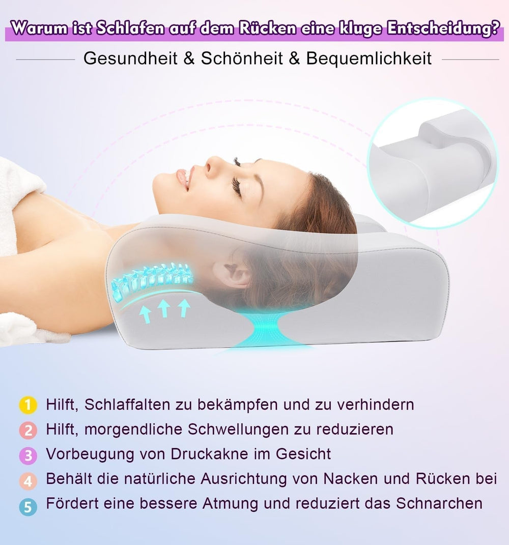 Pernă anti-rid Hydomi, 2-In-1, pernă de frumusețe anti-îmbătrânire, pernă ortopedică de sprijin pentru gât, pernă din spumă de memorie pentru dureri de gât și umăr, pentru a menține capul drept Perne ortopedice cervicale Naty Shop