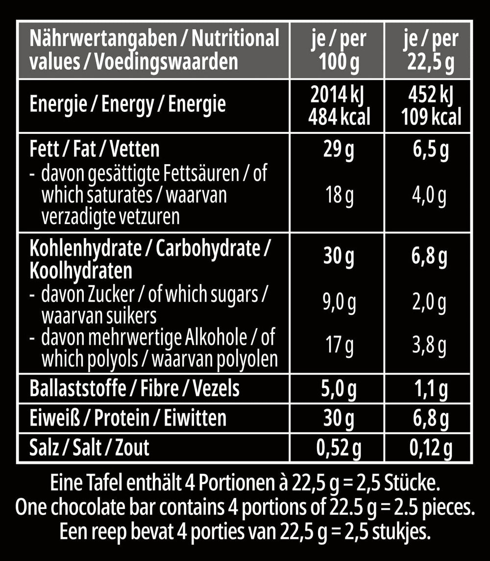 frankonia CHOCOLAT POWER MOTION fără zahăr adăugat - Ciocolată albă crocantă cu conținut ridicat de proteine și conținut scăzut de carbohidrați, 90 g