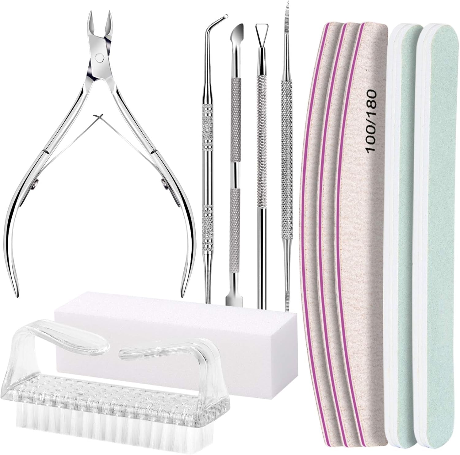 FANDAMEI Maniküre Set, Buffer Für Nägel, Nagelfeile 100/180, Nagelfeilen Für Gelnägel, Nagelhautschieber, Buffer Für Gelnägel, Feilen Für Gelnägel, Nagelzange, Nagelfeilen Set, Maniküre & Pediküre Set
