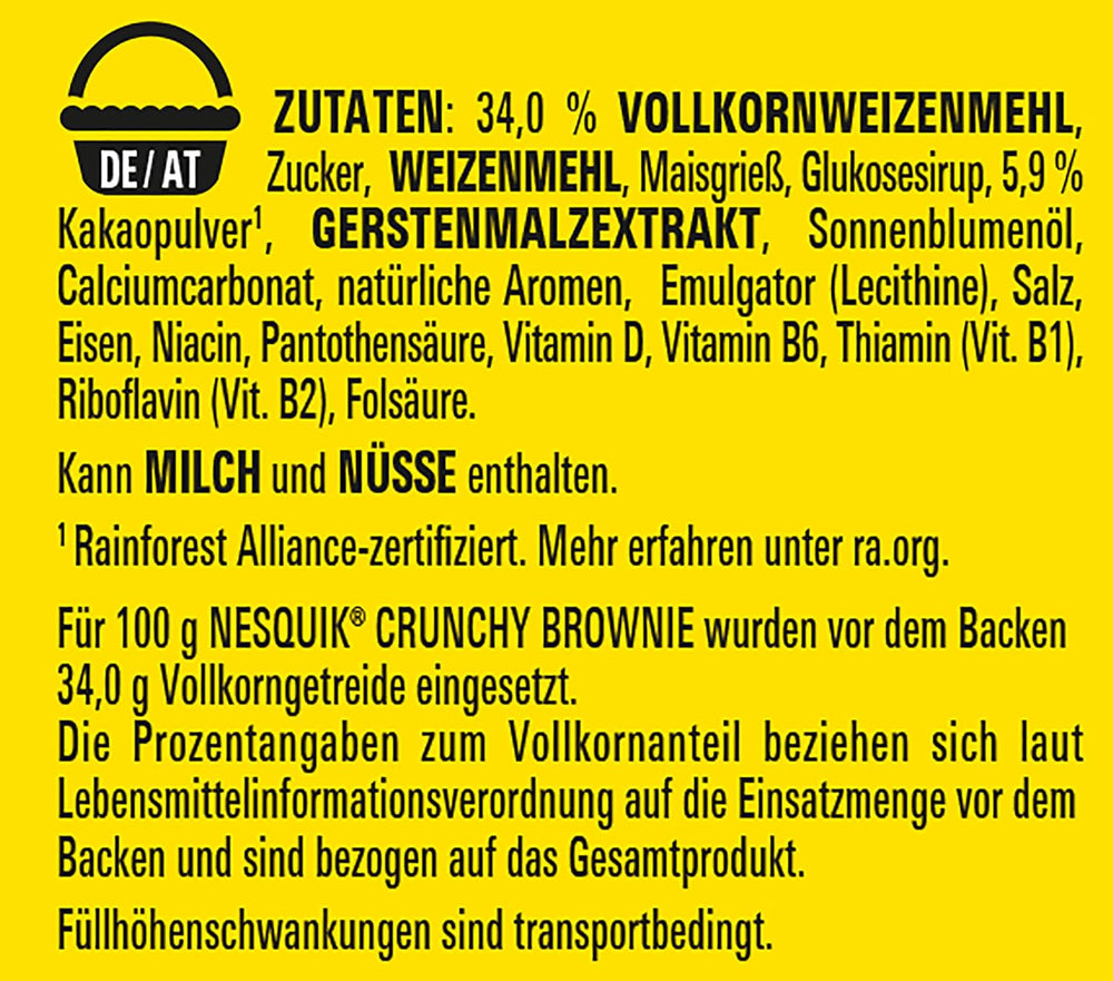 Nestlé NESQUIK Crunchy Brownie, cereale crocante pentru micul dejun cu bucăți de ciocolată și o formă inovatoare pentru un plus de crocant, pachet de 7 (7 x 300g)